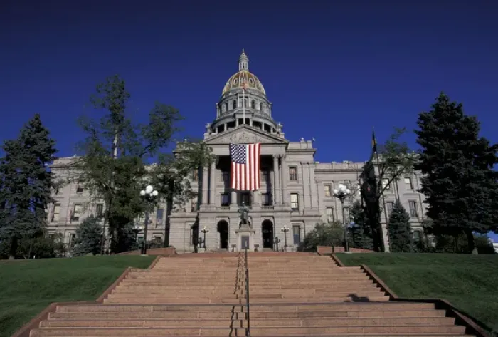 Framed Print : NA, USA, Colorado, Denver Colorado State Capitol, late afternoon Patriotism