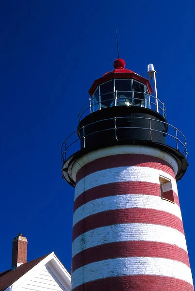 NA, USA, Maine. West Quoddy lighthouse near Lubec