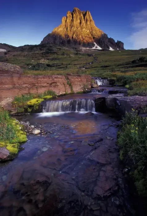 Framed Print : NA, USA, Montana, Glacier NP Mt. Reynolds and stream