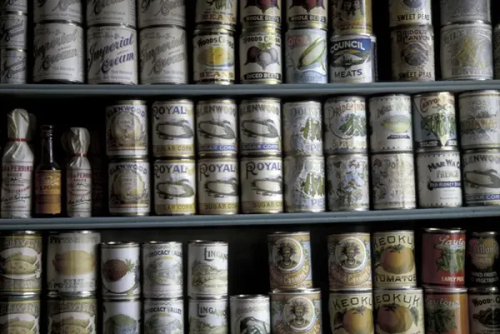 Framed Print : NA, USA, Montana, Virginia City Shelves stocked with canned goods in abandoned Framed Print : NA, USA, Montana, Virginia City Shelves stocked with canned goods in abandoned