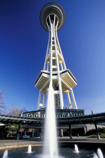 NA, USA, Seattle, Seattle Center, Wide-angle view of the Space Needle