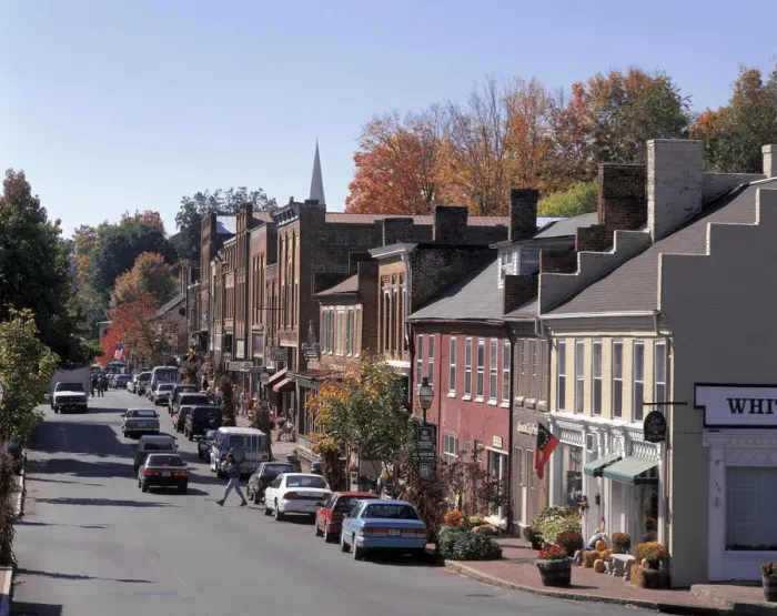 Framed Print : NA, USA, Tennessee, Jonesborough. Downtown in autumn