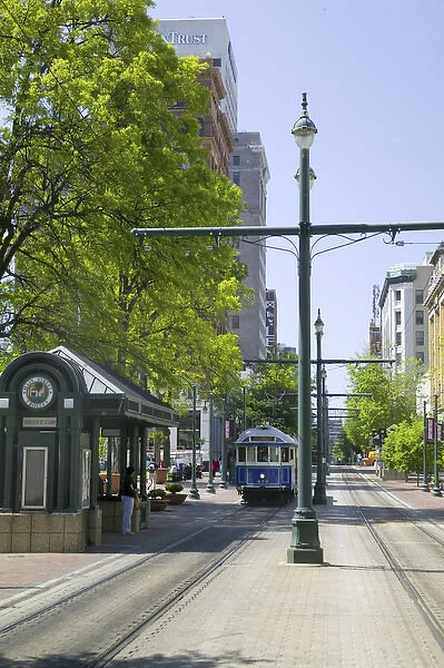 NA, USA, Tennessee, Memphis, Main Street Trolly and Park