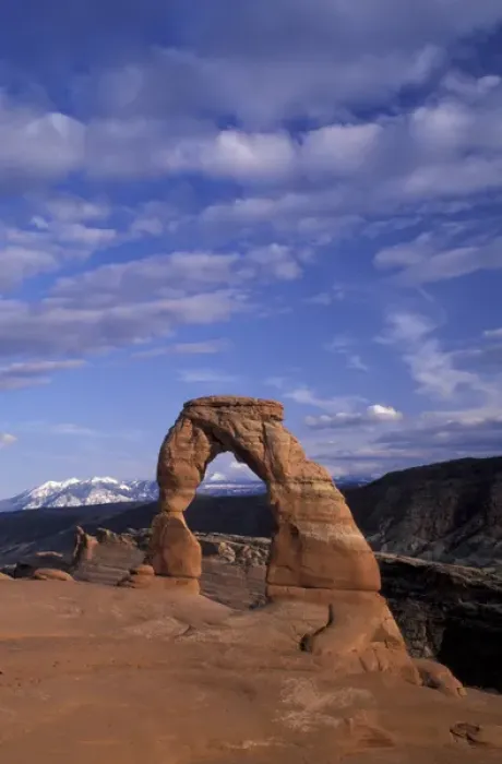 Framed Print : NA, USA, Utah, Arches National Park. Delicate arch and La Sal Mountains
