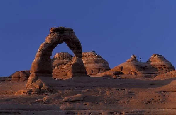 NA, USA, Utah, Arches National Park. Delicate arch and La Sal Mountains