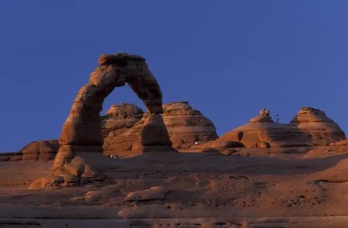 Framed Print : NA, USA, Utah, Arches National Park. Delicate arch and La Sal Mountains