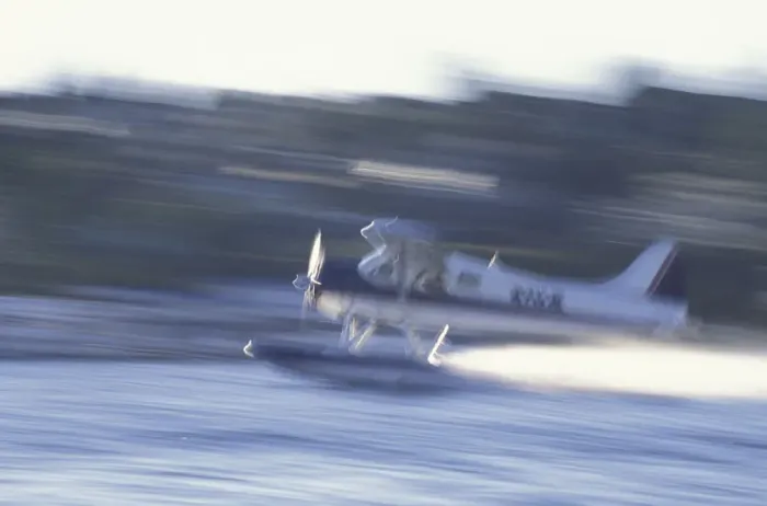 Framed Print : NA, USA, Washington, Seattle Float plane taking off from Lake Union