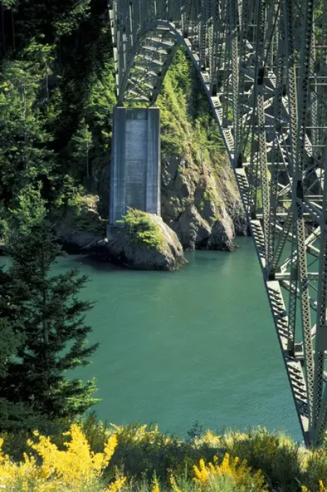 Framed Print : NA, USA, Washington, Whidbey Island Deception Pass Bridge, connecting Whidbey