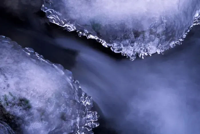 Framed Print : NA, USA, Wyoming. Yellowstone National Park. Thin ice over rushing creek