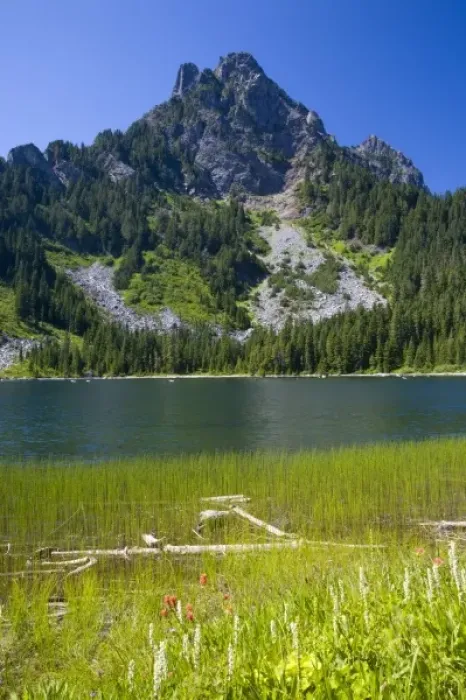 Framed Print : NA, WA, Wild Sky Wilderness, Eagle Lake and Merchant Peak