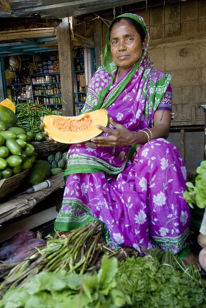 Naharlagun Market, Itanagar, Arunachal Pradesh, northeast India, woman in a purple
