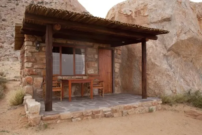 Framed Print : Namibia, Aus. The Boulder chalet at the Klein Aus Vista