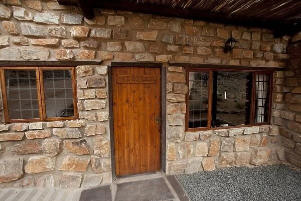 Namibia, Aus. The front door of Boulder chalet at the Klein Aus Vista