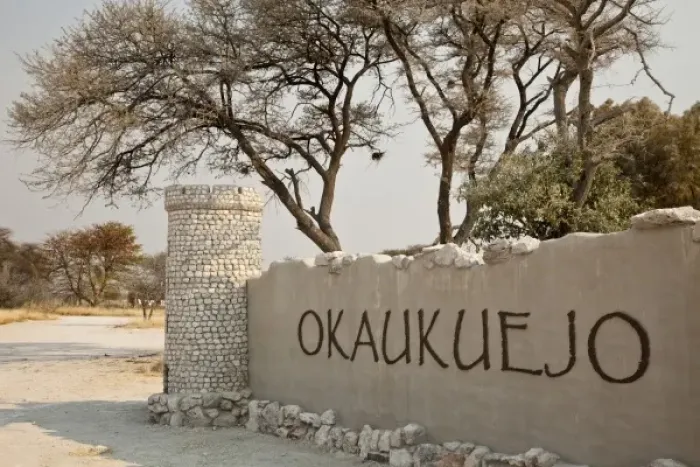 Framed Print : Namibia, Etosha National Park. The entrance sign of the Okaukuejo Lodge Framed Print : Namibia, Etosha National Park. The entrance sign of the Okaukuejo Lodge