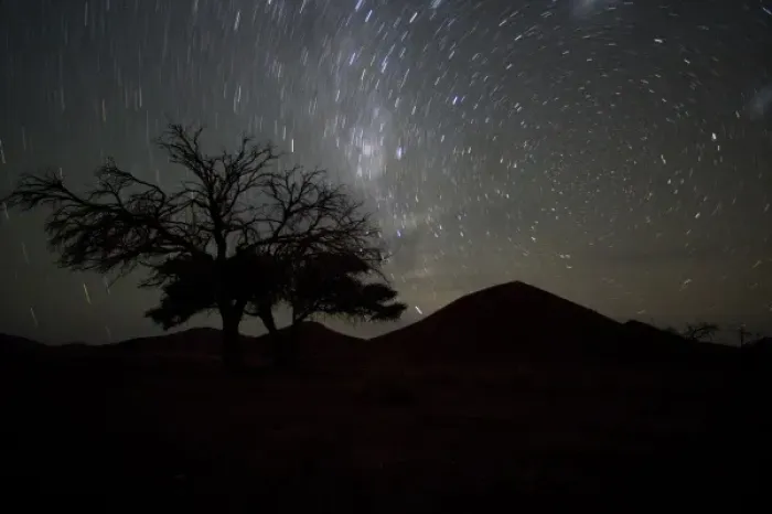 Framed Print : Namibia, Namib Naukluft National Park, Star Trails and Dune 45 above acacia tree Framed Print : Namibia, Namib Naukluft National Park, Star Trails and Dune 45 above acacia tree
