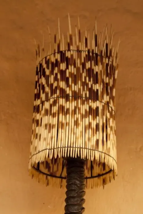 Framed Print : Namibia, Opuwo. A lamp made of porcupine quills at the Opuwo Country Lodge