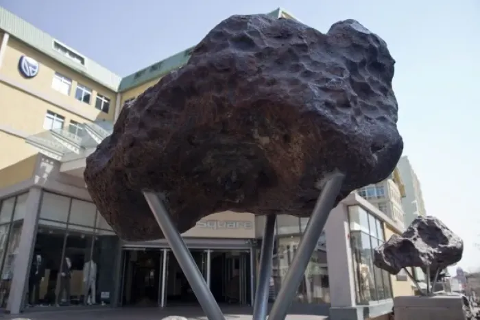 Framed Print : Namibia, Windhoek. Portion of the Gibeon meteorite in central plaza