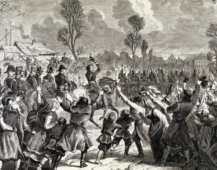 Framed Print : Napoleonic Wars. Enthusiasm of the polish after the arrival of french troops to Warsaw