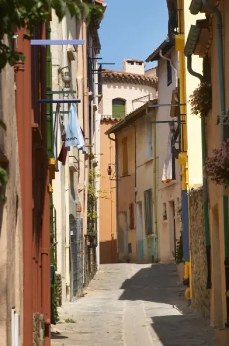 Framed Print : A narrow street in the old town. Collioure. Roussillon. France. Europe