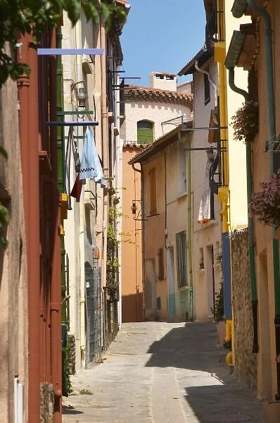 A narrow street in the old town. Collioure. Roussillon. France. Europe