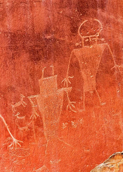 Native American Indian Fremont Petroglyphs Sandstone Mountain Capitol Reef National