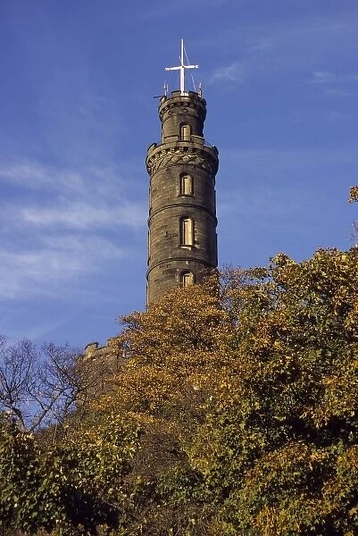 Nelsons Monument on Edinburgh Scotlands Calton Hill with a signal-tower