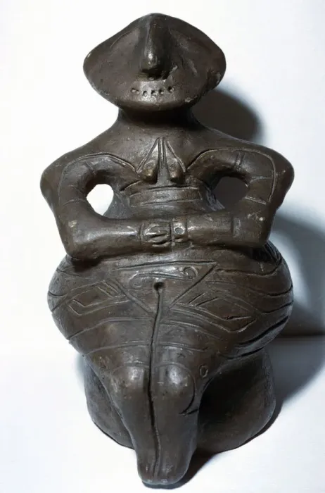 Framed Print : Neolithic woman sitting on chair Lady of Pazardzik, 4500 BC Framed Print : Neolithic woman sitting on chair Lady of Pazardzik, 4500 BC