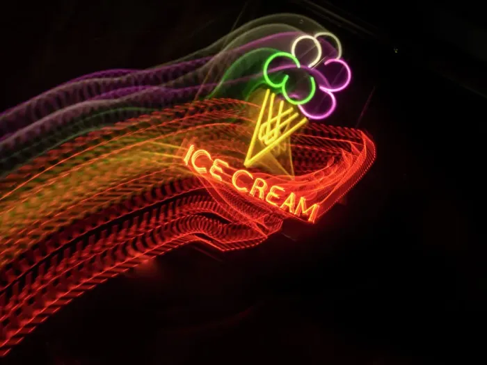 Framed Print : Neon ice cream sign