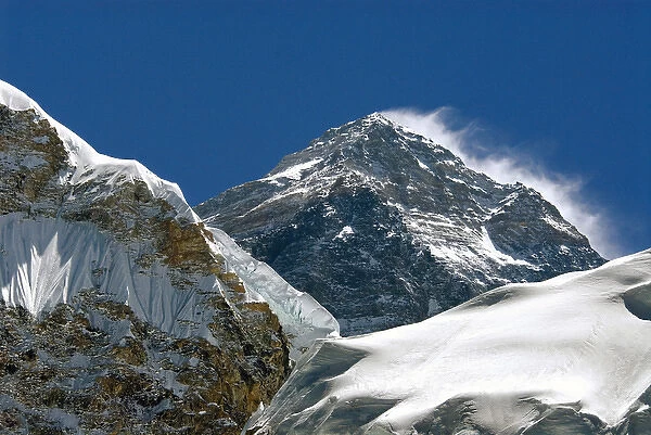 Nepal, Mount Everst. Also known as Chomolungma, Mount Everest is the highest mountain