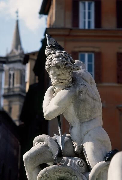 Neptune fighting an octopus, sculpted by Della Bitta in 1878, Fountain of Neptune