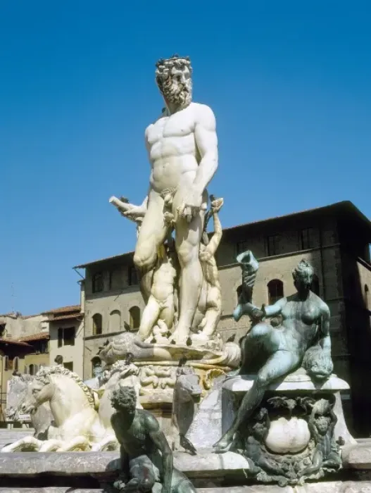 Framed Print : Neptune Fountain with the Neptune statue in the middle. Sculpted by Bartolome Ammannati in 1576 Framed Print : Neptune Fountain with the Neptune statue in the middle. Sculpted by Bartolome Ammannati in 1576