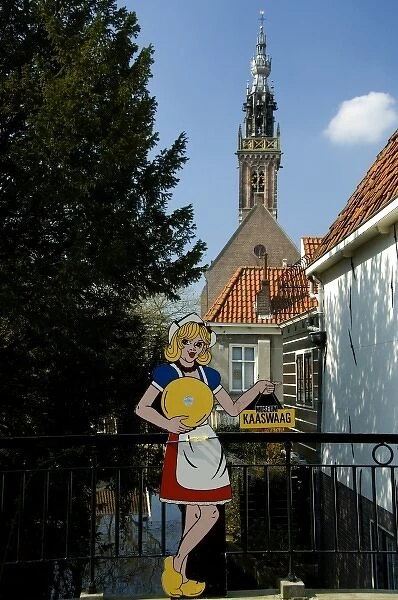Netherlands (aka Holland). Kass Cheese Museum sign, Kass Waag (weight house) sign