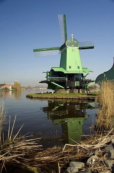 Netherlands (aka Holland), Zaandam. Zaanse Schans, historic open air museum, Poelenburg Windmill