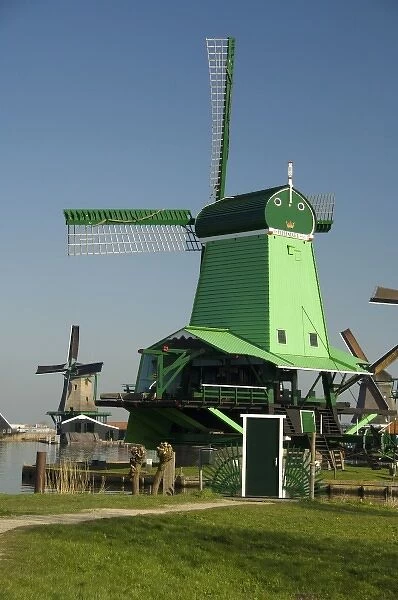 Netherlands (aka Holland), Zaandam. Zaanse Schans, historic open air museum, Poelenburg Windmill