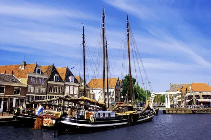 Framed Print : Netherlands, Hoorn, Old wooden sailboats moored along the banks Framed Print : Netherlands, Hoorn, Old wooden sailboats moored along the banks
