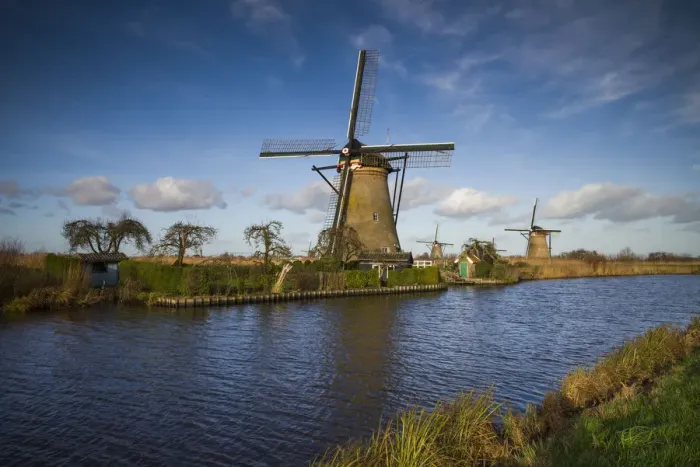 Framed Print : Netherlands, Kinderdijk, Traditional Dutch windmills