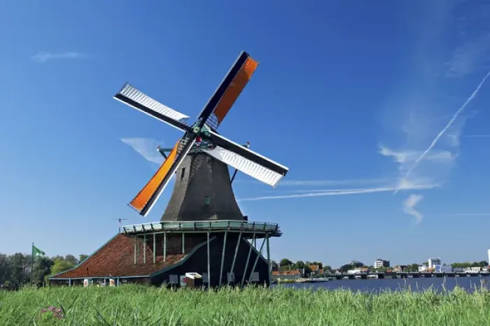 Framed Print : Netherlands, North Holland, Zaanstad, Zaanse Schans, windmills