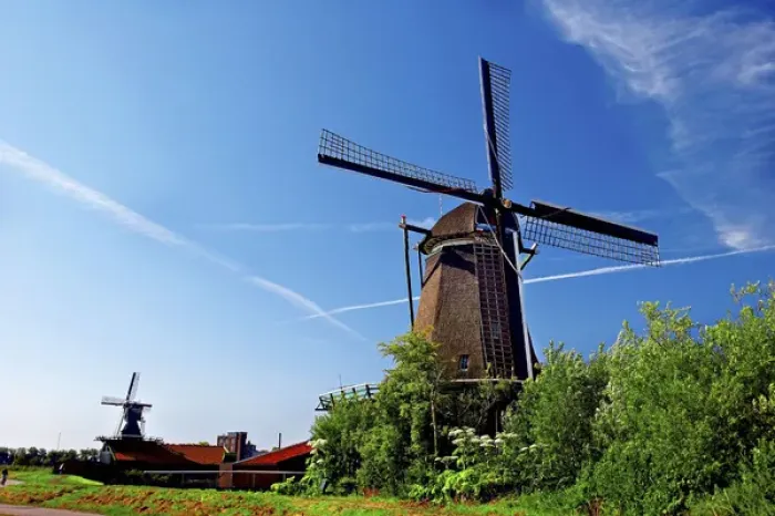 Framed Print : Netherlands, North Holland, Zaanstad, Zaanse Schans, windmills