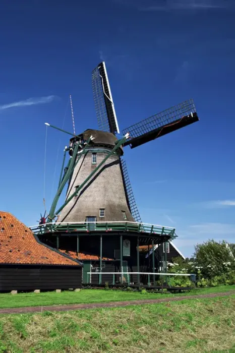 Framed Print : Netherlands, North Holland, Zaanstad, Zaanse Schans, windmills