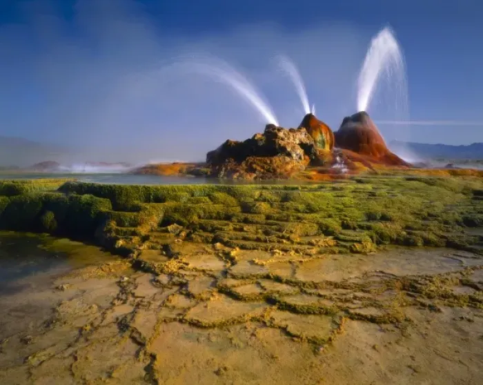 Framed Print : NEVADA. USA. Geyser Hot Springs, aka Fly Geyser. Boiling artesian well drilled c Framed Print : NEVADA. USA. Geyser Hot Springs, aka Fly Geyser. Boiling artesian well drilled c