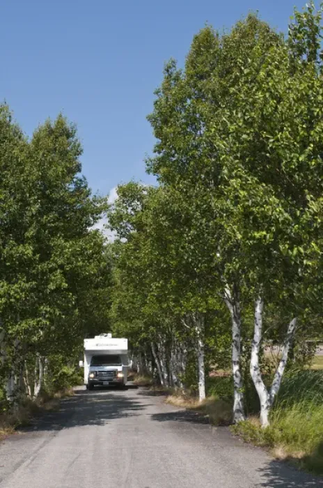 Framed Print : New Brunswick, Canada. Rv on narrow road near Sawmill Creek Framed Print : New Brunswick, Canada. Rv on narrow road near Sawmill Creek