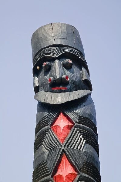 New Caledonia, Central Grande Terre Island, LA FOA. Totem pole display at the sculpture garden