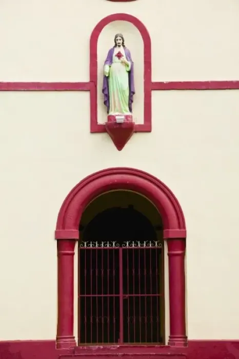 Framed Print : New Caledonia, Central Grande Terre Island, Thio. Thio Catholic Mission church, detail Framed Print : New Caledonia, Central Grande Terre Island, Thio. Thio Catholic Mission church, detail