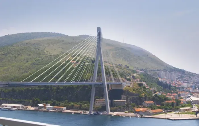 Framed Print : The new Dubrovnik Franjo Tudman Franja Tudmana suspension bridge at the entrance Framed Print : The new Dubrovnik Franjo Tudman Franja Tudmana suspension bridge at the entrance