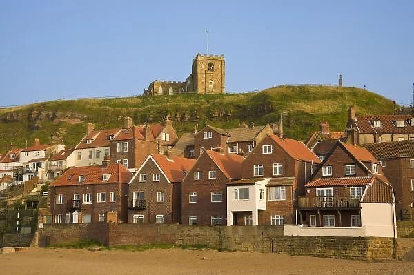 New housing and St Margarets church, Whitby, North Yorkshire, England
