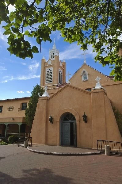 New Mexico, Albuquerque. Historic San Felipe de Neri Church Old Town Albuquerque, New Mexico