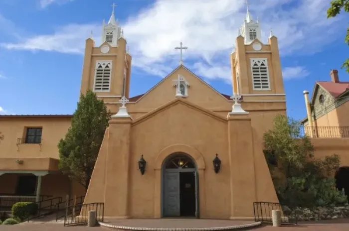 Framed Print : New Mexico, Albuquerque. Historic San Felipe de Neri Church Old Town Albuquerque, New Mexico