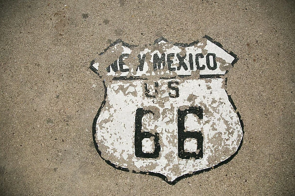 New Mexico State route 66 sign in disrepair, Tucumcari, New Mexico, USA. Route 66