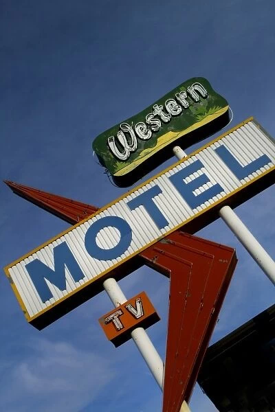 New Mexico, United States. Roadside culture and vintage motel signs from the 50 s