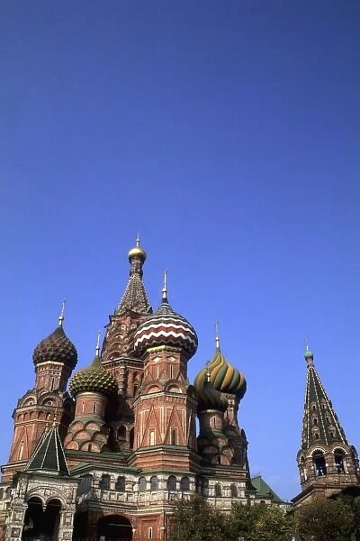 The new Russia Moscow the famous St Basils Cathedral graphic in Red Square